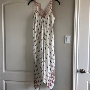 Cream and rose pink strapless dress